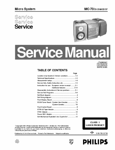 Philips MC70 service manual